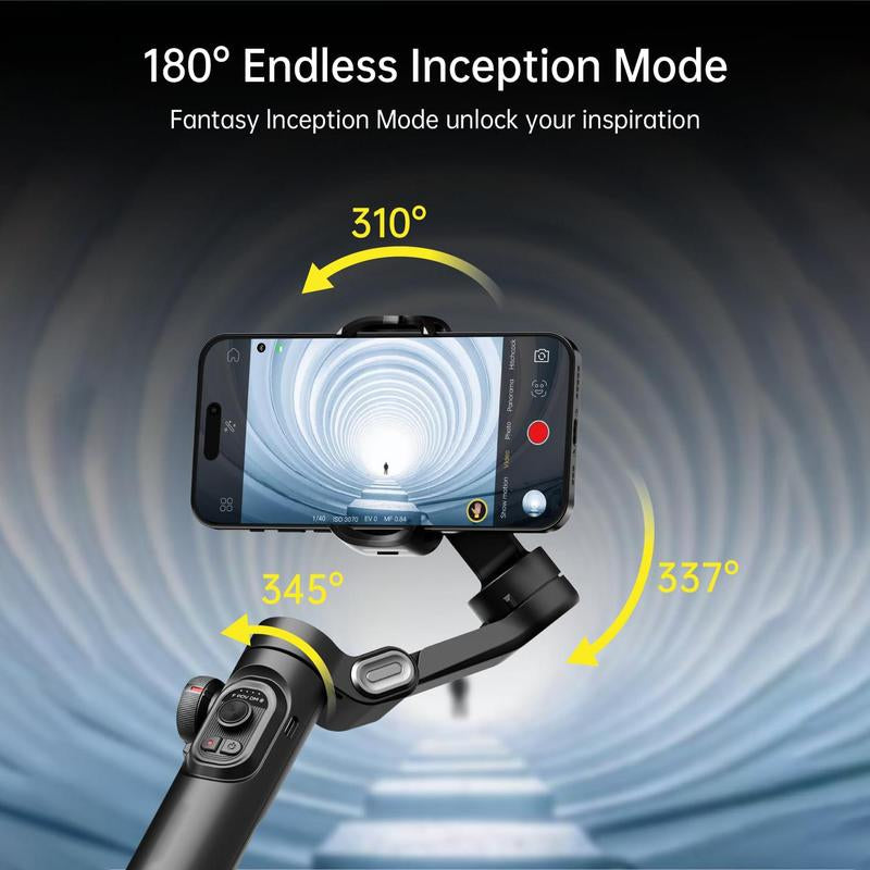 Tracking Gimbal for Iphone 15 14 Pro Max/Android Foldable 3-Axis Handheld Phone Gimbal for Video Recording Accessories Selfie Cellphone Folding